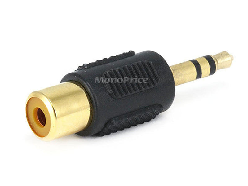 Monoprice 107147 3.5mm Stereo Plug to RCA Jack Adaptor, Gold Plated, Black