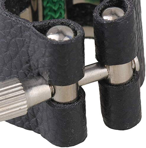 Jiayouy Artificial Leather Soprano Saxophone Mouthpiece Sax Ligature Fastener Compact Durable Black