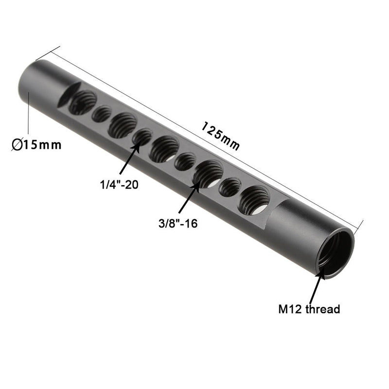 CAMVATE 15mm Cheese Rod with 1/4"-20 and 3/8"-16 Thread Hole for DSLR Rigs Camera Video Cage (125mm) 125mm