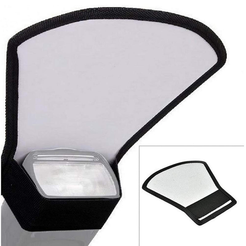 1 Piece Flash Diffuser Reflector Premium Two-Sided Silver/White Bend Bounce Flash Reflector Kit with Elastic Strap