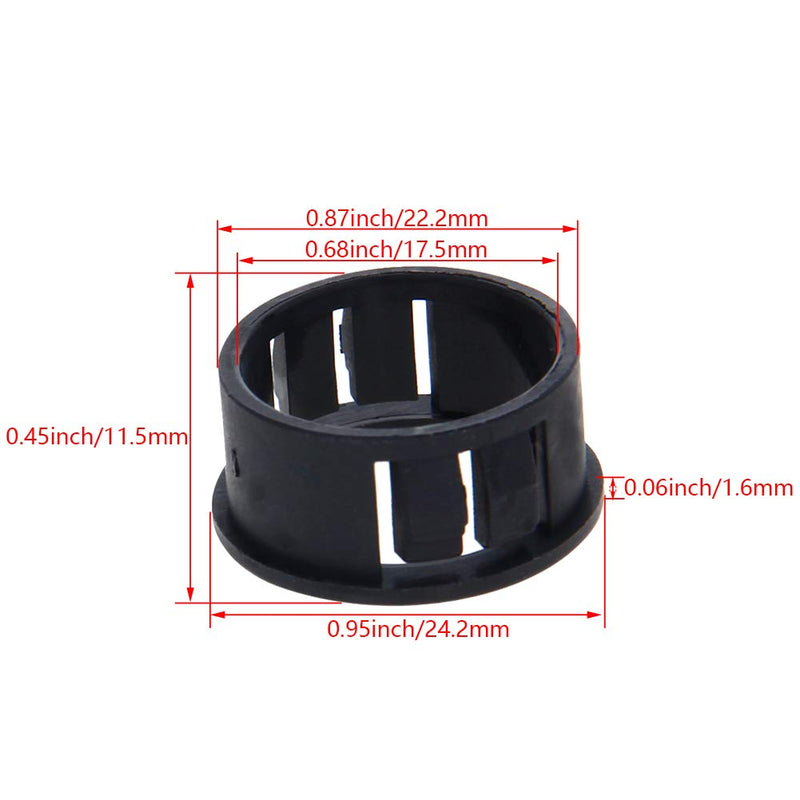 Bettomshin 100Pcs Black Snap Bushing 22mm/0.87" Mounting Dia Nylon Snap in Cable Hose Bushing Grommet Protectors SK-22 for Cable Snap Bushing Insulated Protection 100Pcs SK-22