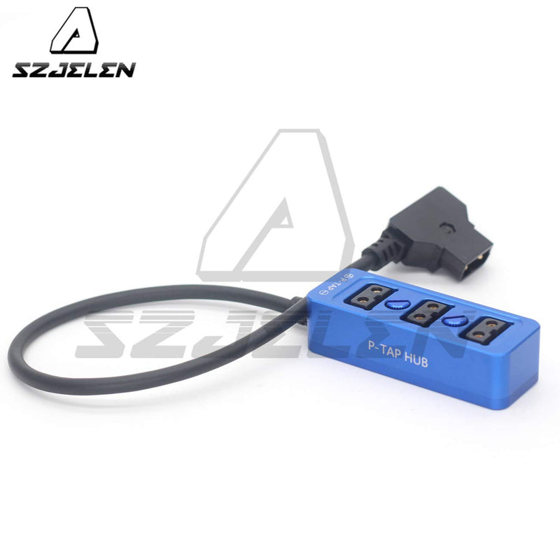 SZJELEN Metal Triple P-TAP D-tap Splitter,D-tap to 3ports D-tap P-tap Splitter Cable for Photography Power,Dtap Three-Way Splitter (Blue) Blue