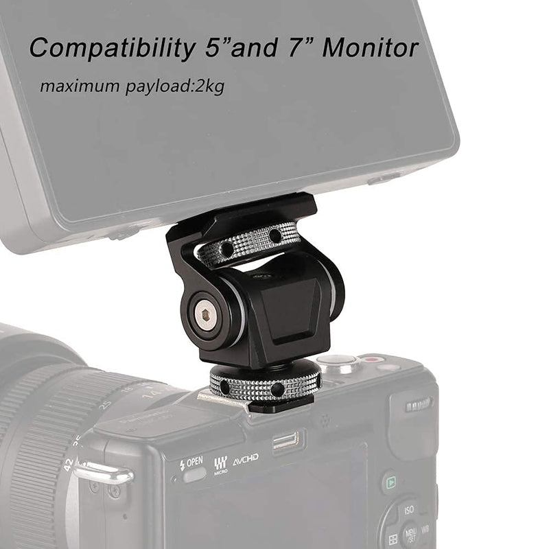 DSLR Camera Field Monitor Mount Holder with Cold Shoe for 5 inch and 7 inch Monitor, Swivel 360° and 180° Tilt for Video Shooting Photography Accessories