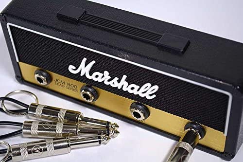 Licensed Marshall Jack Rack- Wall mounting guitar amp key hanger. Includes 4 guitar plug keychains and 1 wall mounting kit. Easy installation. Standard Jcm800