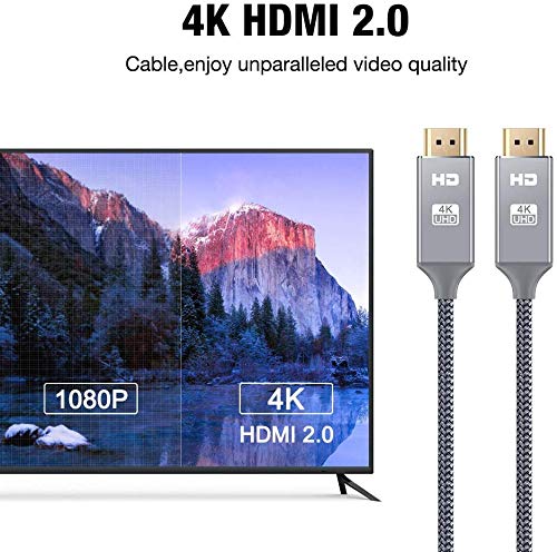 4K HDMI Cable,Oldboytech High Speed HDMI 2.0 Cable,Support 4K, 3D, 18Gbps,2160P, 1080P, Ethernet -Braided HDMI Cord - Audio Return(ARC) Compatible for UHD TV, for Blu-ray,for PS4, for PS3, for PC 6Feet