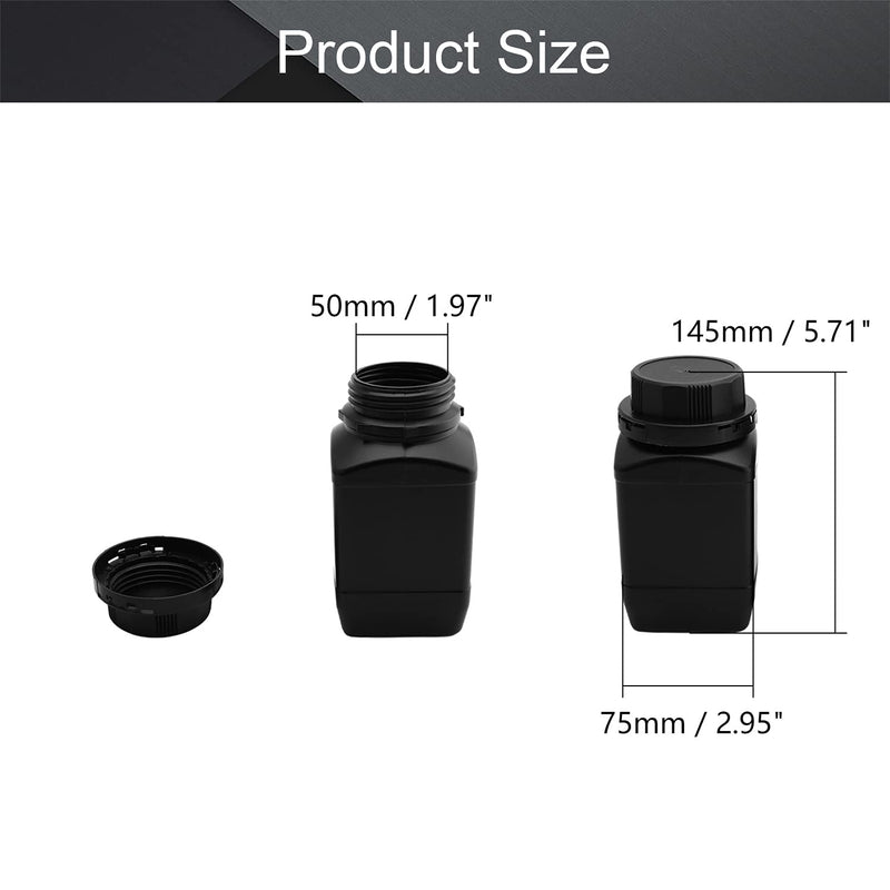 Othmro Plastic Lab Chemical Reagent Bottle, 500ml Wide Mouth Sample Sealing Liquid/Solid Storage Bottles, Black 5pcs 5pcs 500ml black