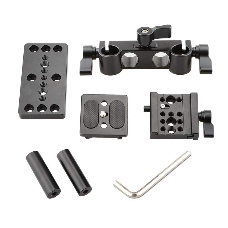 CAMVATE Quick Release Plate with 15mm Rail Riser Support System for Arca Swiss Standard(Height Adjustable) - 1795