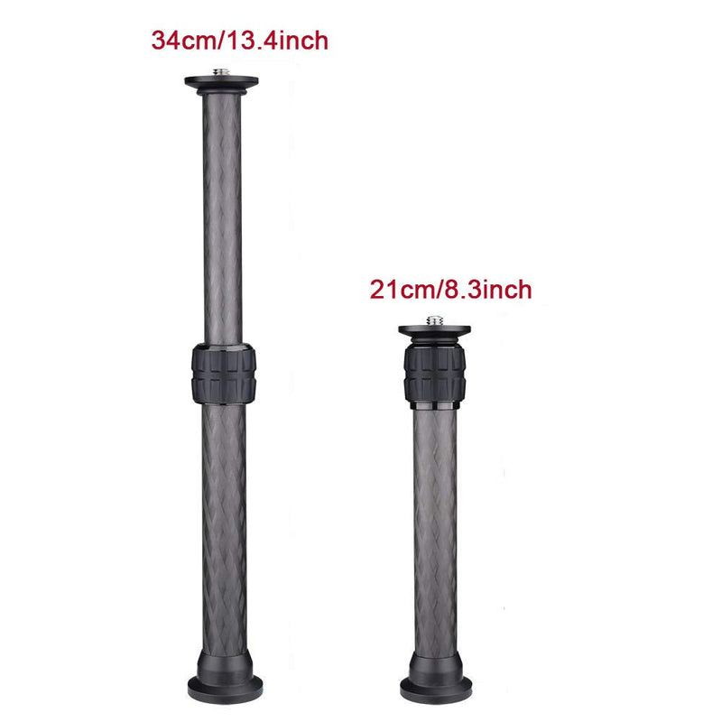 FOTOBETTER 2 Section Carbon Fiber Tripod Extension Tube,Tripod Center Column Tripod Extender, Gimbal Extension Pole Handheld Extension Bar Telescopic Stick Rod for Tripod/Monopod/DSLR Camera