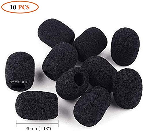 [AUSTRALIA] - 10 Piece Black L30mm x D8mm Mini Microphone Headset Windscreen Foam Mic Cover 