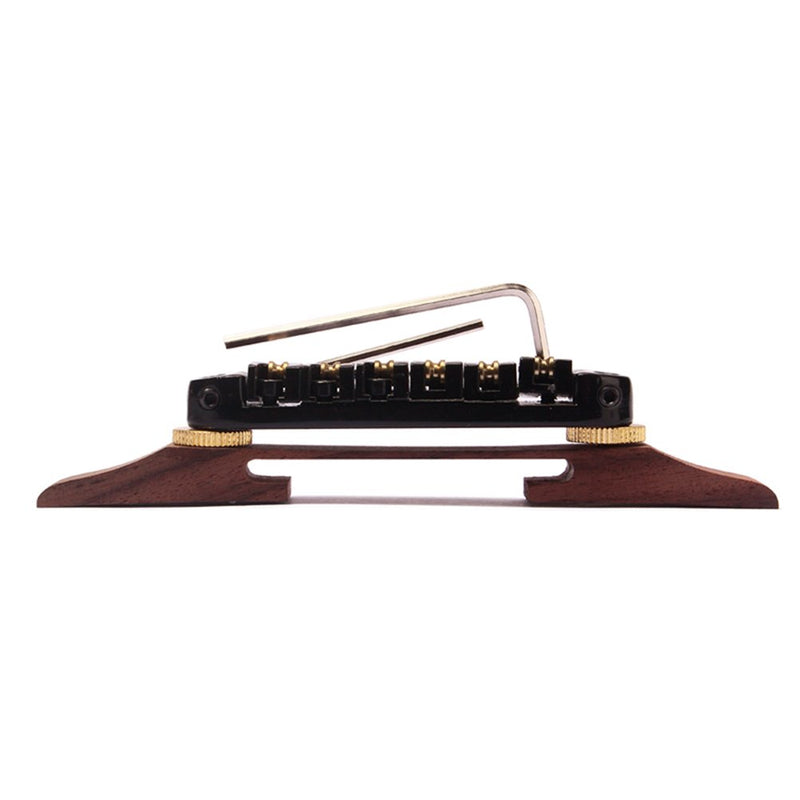 ULTNICE Archtop Jazz Guitar Bridge with Gold Roller Saddles Rosewood Black B-20