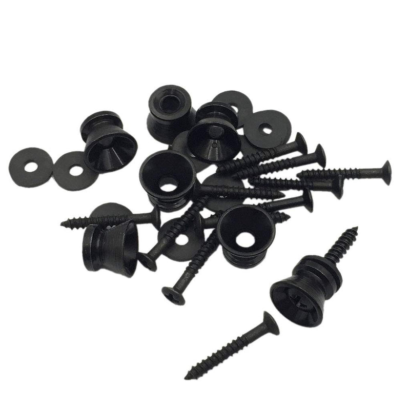 Pakala66 Metal Strap Buttons End Pins with Mounting Screws for Electric Acoustic Guitar, Bass, Ukulele (Black-2 Pack) Black-2 Pack