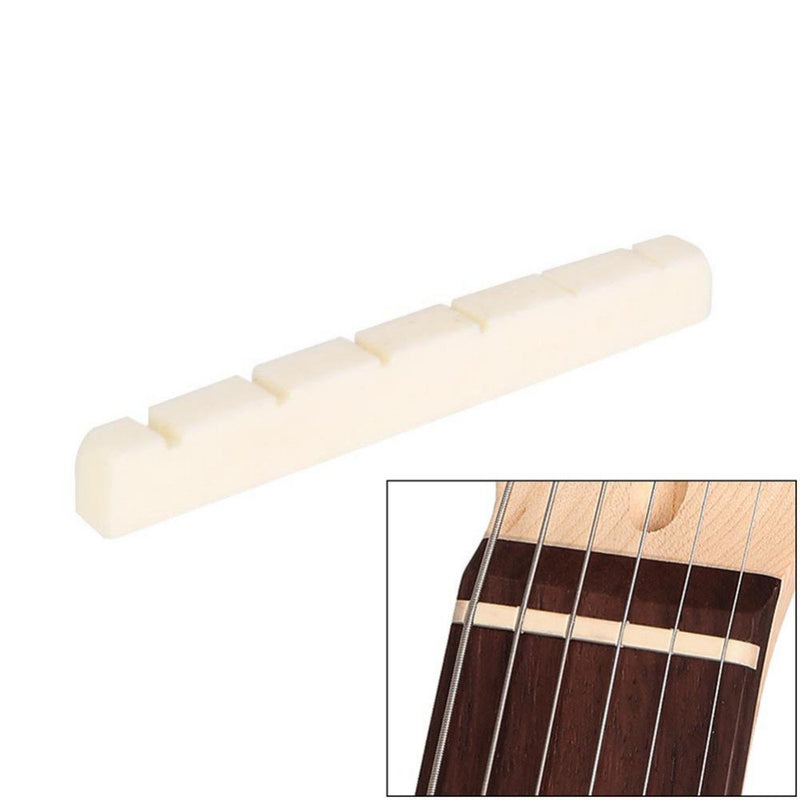 Alnicov Electric Guitar Bone Nut,42x3.5mm Flat Bottom Pure Cattle Bone Slotted for 6 String Strat Tele Guitars