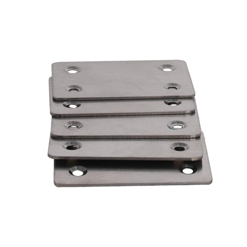 Bettomshin 5 PCS Flat Fixed Straight Bracket Repair Board 2.36" x 1.5"Brushed Stainless Steel Surface Connection Angle Bracket Gusset Plate