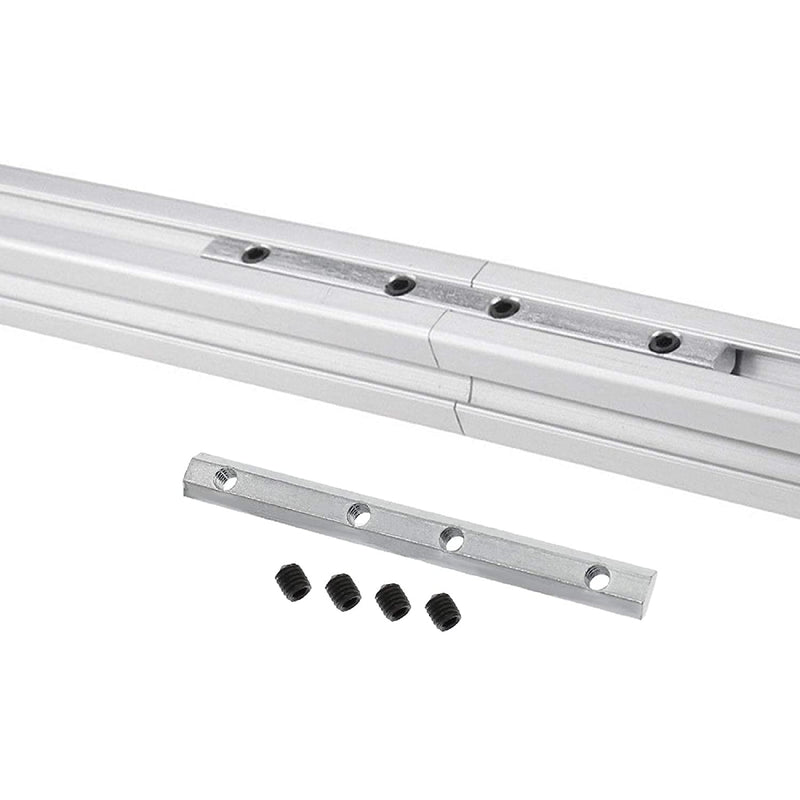 Yinpecly Carbon Steel Straight Line Connector 3.94 Inch Joint Bracket Hardware for 3D Printer Parts 2020 Series T Slot 6mm Aluminum Profile with Screws Silver Tone 4pcs