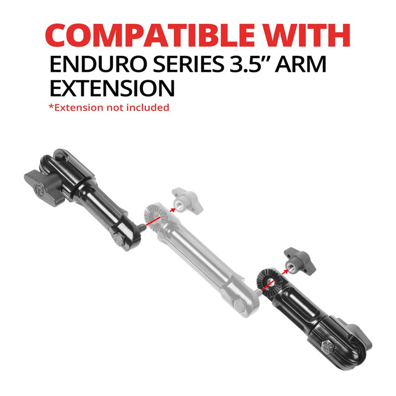 7" Aluminum Arm with Dual 20mm Ball & Socket Joints. Expandable Elbow Joint. Thumbscrew for Quick Adjustment. Tackform Enduro Series 7" Expandable Arm