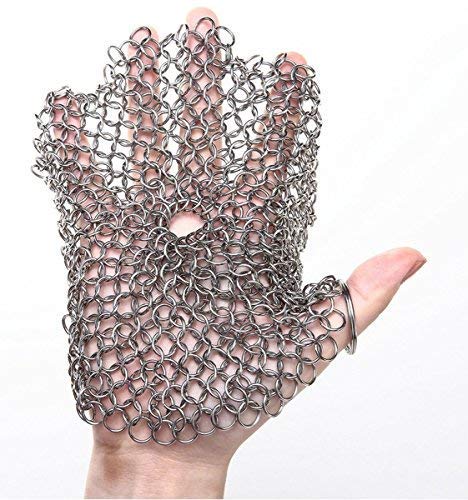 [AUSTRALIA] - 316 Stainless Steel Cast Iron Skillet Cleaner Cast Iron Scraper Chainmail Scrubber for Cast Iron Pans, Pre-Seasoned Pans, Griddle Pans, BBQ Grills, and More Pot Cookware-Round 7 Inch Diameter Stainless steel color-Round 