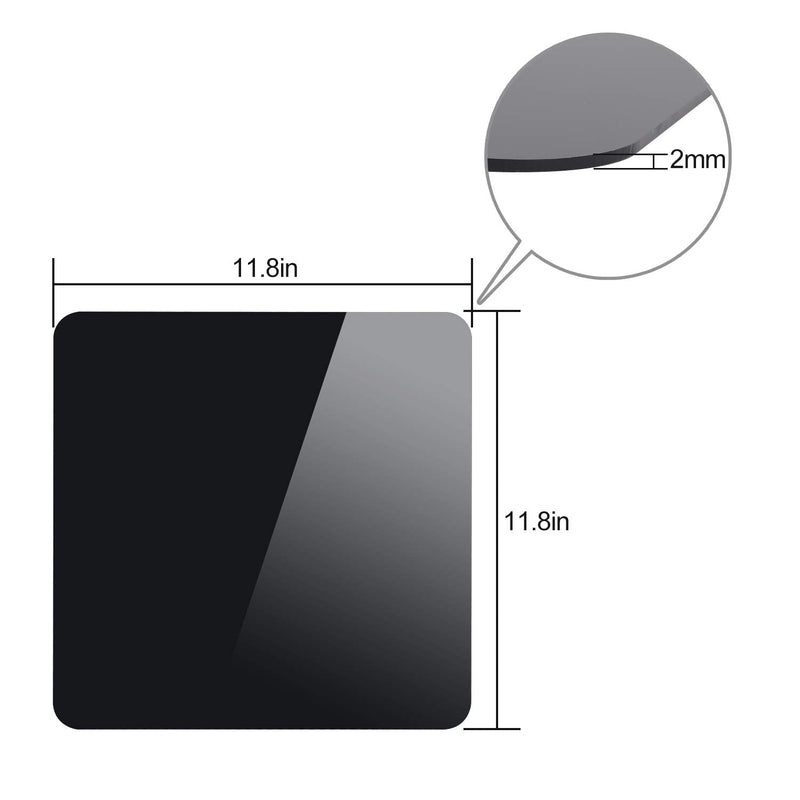 2 Packs 12 x 12 Inch Acrylic Black Reflective Display Table Riser for Professional Product Photography, KINJOEK 30x30CM Background Boards for Product Table Top Photography Shooting