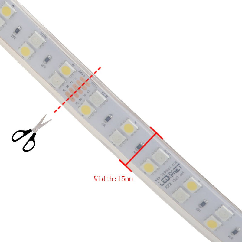 [AUSTRALIA] - LEDENET Double Row DC 24V 600LEDs/spool 5m RGB Cold White (6500k-7000K) 5050 SMD Waterproof RGBW LED Strip Lights in Silicone sleeving IP67 for Wedding Party Holiday Outdoor LED Lighting Waterproof IP67 