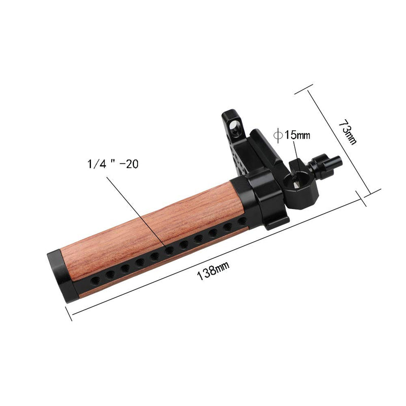 CAMVATE Brazilian Wooden Handle Grip Articulated with 15mm Rod Clamp for Camera cage (Black Knob)