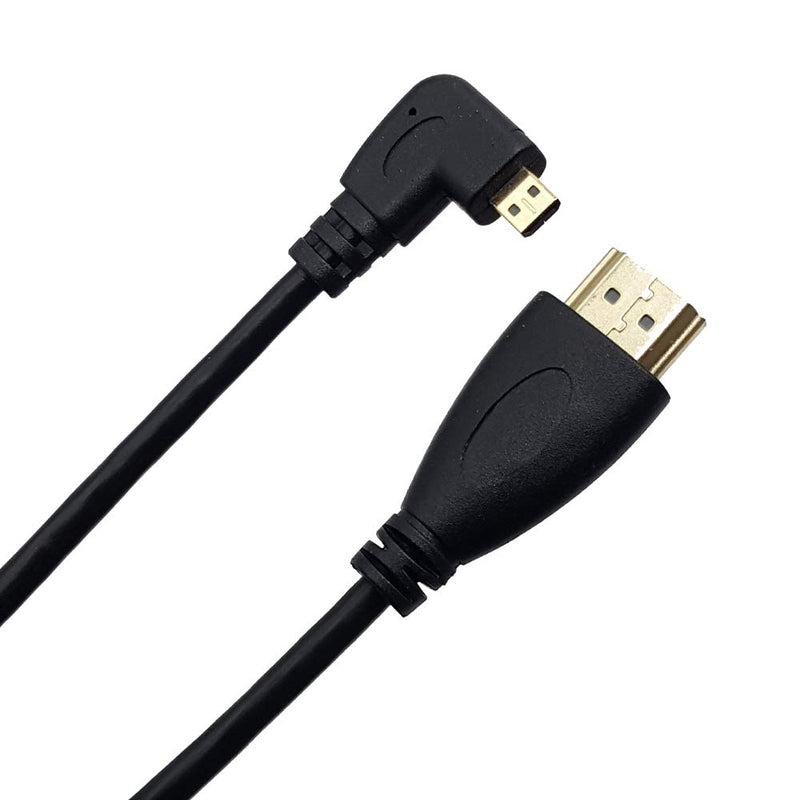 Seadream Right Angled Coiled Micro HDMI to HDMI Male Cable - Stretched Length 50cm to 1.8m - Supports Ethernet, 3D 4K(Right Angled)