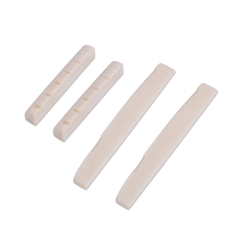 Classical Guitar Saddle Bone, Cow Bone Nut Split Head Nut & Bridge Nut for 6 Strings Classical Guitar and Acoustic Guitar 2 Pairs