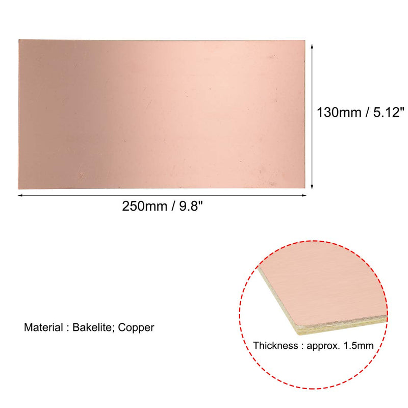 uxcell Single-Sided Copper Clad Laminate PCB Circuit Board, FR4 250x130mm 9.84x5.12 inch, 1.5mm Thickness DIY Prototyping PCB Board, Name Board, 5pcs