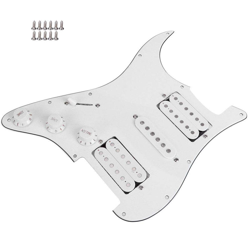 Electric Guitar Board, Metal PVC Guitar Pickguard Humbucker with HSH Pickup Loaded Prewired for Fender Strat(White) White