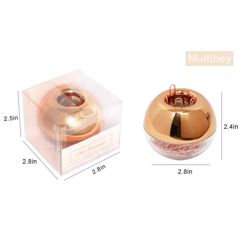 MultiBey NE0600607 Light Luxury Fashion Paper Clips, Rose Gold Edition, In Round Paper Clip Holder With Magnetic Lid, 28 mm, 100 Piece Per Box