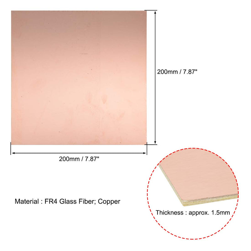 uxcell Single-Sided Copper Clad Laminate PCB Circuit Board, FR4 200x200mm 7.87x7.87 inch, 1.5mm Thickness DIY Prototyping PCB Board, Name Board, 3pcs