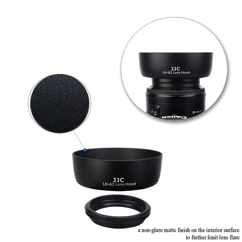 JJC Camera Lens Hood Shade Fits for Canon EF 50mm f/1.8 II Replaces Canon ES-62 Hood Reverse Attaching ABS -Black