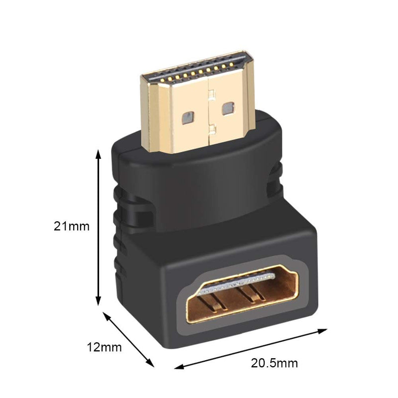 Warmstor 4 Pack HDMI 2.0 Male to Female Adapter Right Angle Connector 90 Degree 270 Degree HDMI Cable Extender 3D & 4K Supported (2 Combos,Gold Plated)