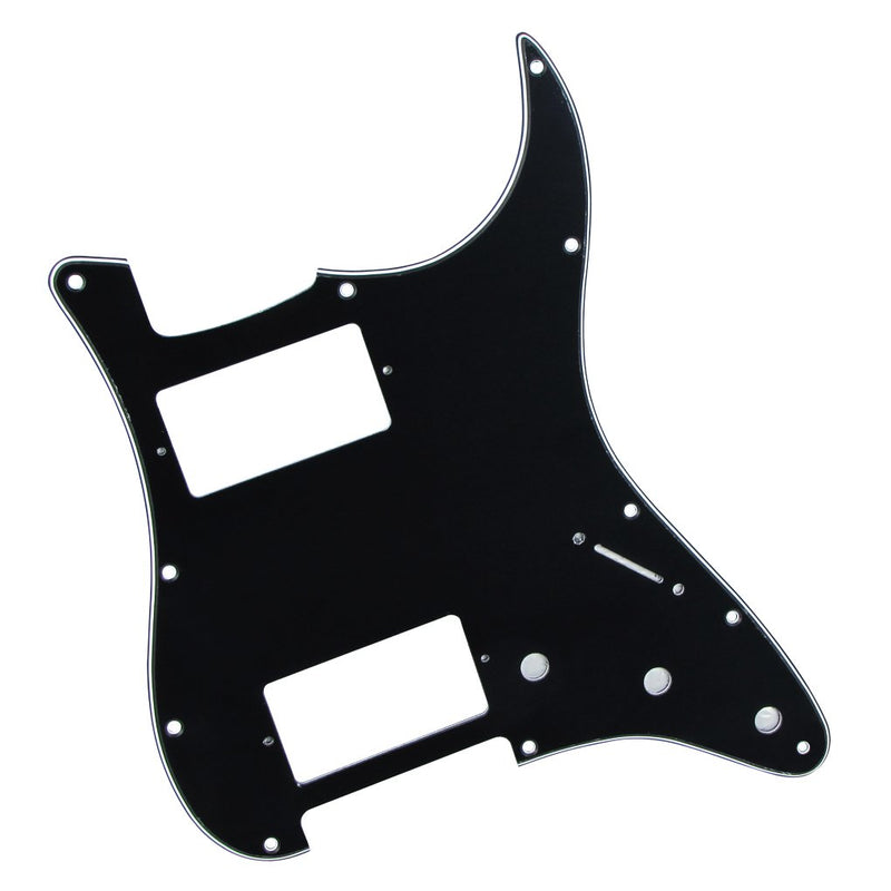 IKN 11 Hole Strat HH Pickguard Guitar Scratch Plate Back Plate w/Screws for Standard Strat Modern Style Guitar Replacement, 3Ply Black