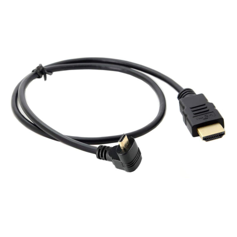 Xiwai Up Angled 90 Degree Micro HDMI to HDMI Male HDTV Cable for Cell Phone & Tablet & Camera