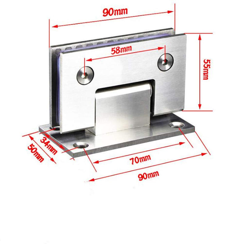 Heavy Duty 90 Degree Glass Door Cupboard Showcase Cabinet Clamp Glass Shower Doors Hinge Replacement Parts Wall-to-Glass (Polished Chrome) Polished Chrome
