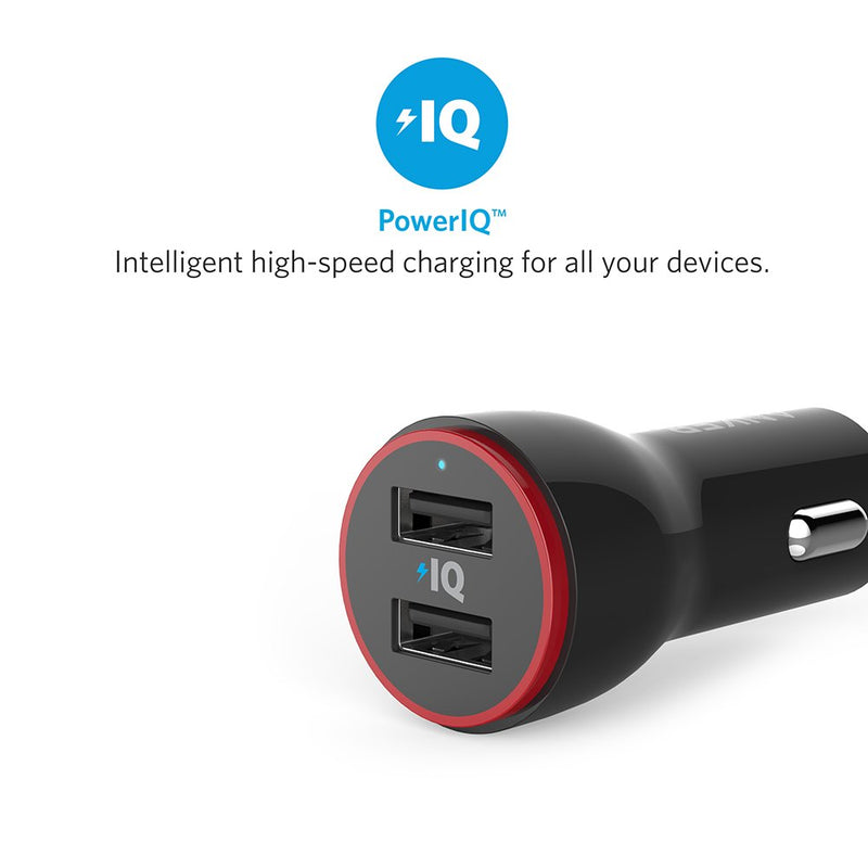 Anker 24W Dual USB Car Charger PowerDrive 2 + 3ft Micro USB to USB Cable Combo for Galaxy S7/S6/Edge/Plus, Note 5/4, LG, Nexus, HTC and More, Black