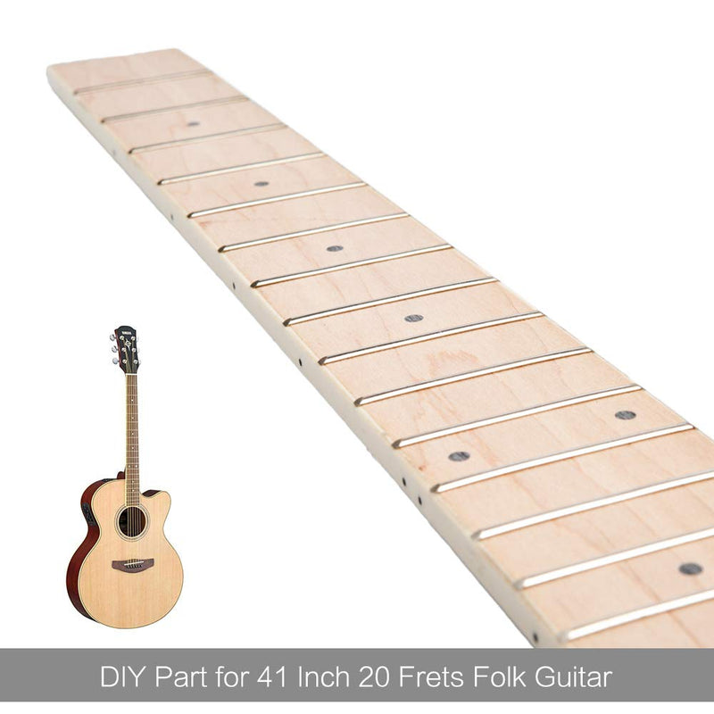 Muslady 41 Inch 20 Frets Acoustic Folk Guitar Fretboard with Dot Pattern Inlay Guitar Fretboard DIY Replacement Guitar Neck Maple Wood Pattern: dot pattern inlay