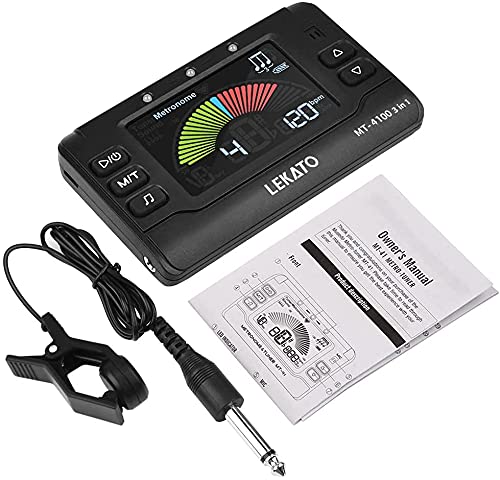 Guitar Tuner Metronome,LEKATO 3 in1 Rechargeable Tuner Pocket Digital Metronome Tuner with Volume Control for Guitars, Bass, Violin, Ukulele, Piano,Saxophone Drum Chromatic Tuning Mode