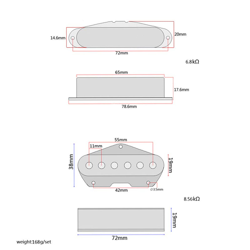 Alnicov Modern Guitar Pickups Set Neck and Bridge Pickup For Tele Telecaster Style Electric Guitar Parts Replacement With L mark