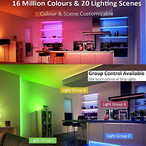[AUSTRALIA] - Smart WiFi LED Strip Lights, VIVAYO LED Light Strip Compatible with Alexa, Google Home, 16.4 Feet 5050 RGB IP65 Waterproof, App Controlled Music Light Strip for Kitchen, TV, Home, Party 16.4 Ft 