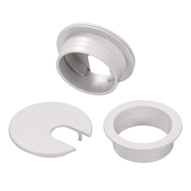 uxcell Cable Hole Cover, 1-3/8" Plastic Desk Grommet for Wire Organizer, 30 Pcs (White) 1-3/8 Inch White