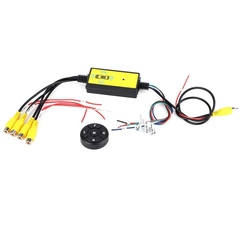 Qiilu Car Backup Camera Splitter Switch, Intelligent Car Video Switcher Converter 4 Input 1 Output Switch Video System Auto Parts