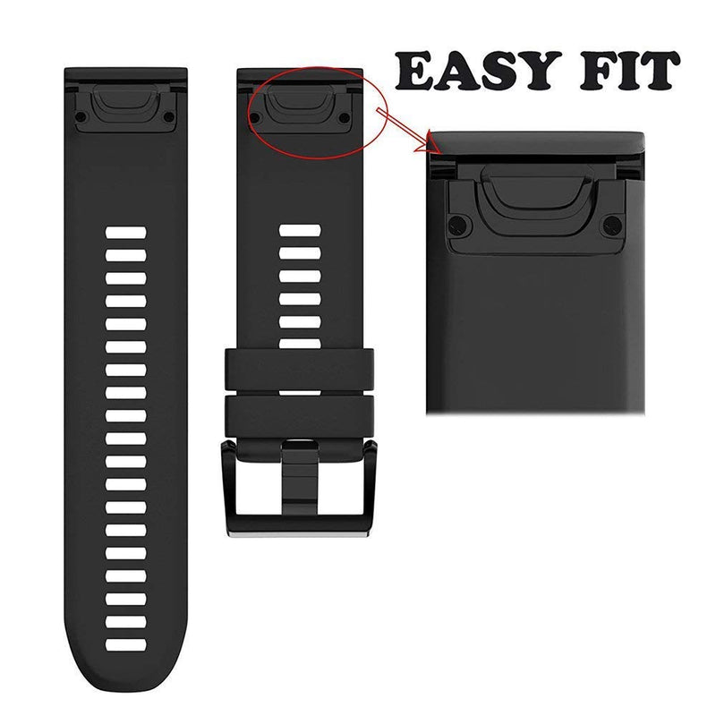 Notocity Compatible Fenix 5 Band 22mm Width Soft Silicone Watch Strap for Fenix 5/Fenix 5 Plus/Fenix 6/Fenix 6 Pro/Forerunner 935/Forerunner 945/Approach S60/Quatix 5(Black) Black