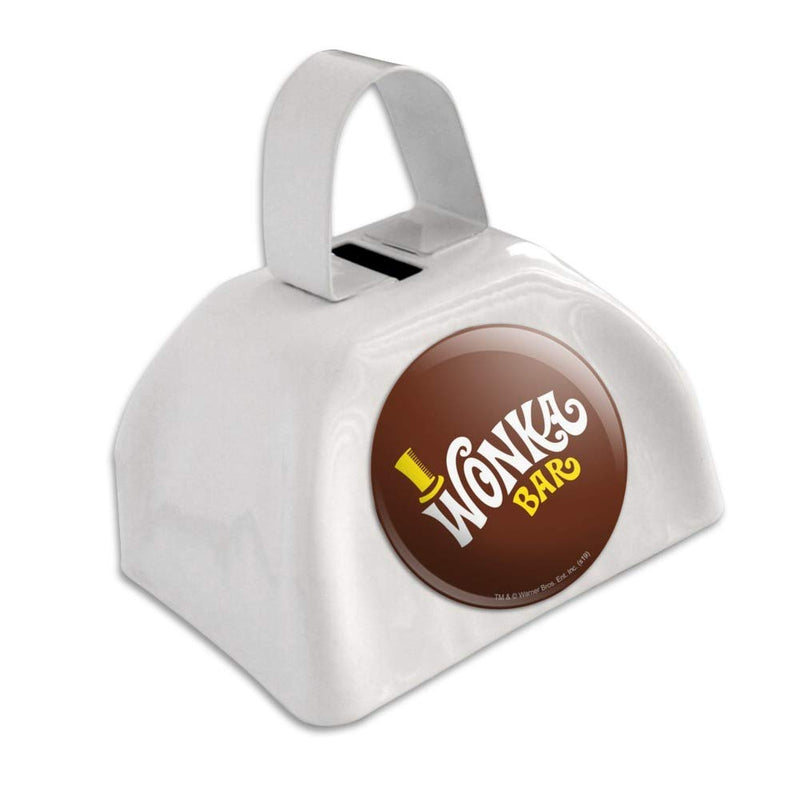 Willy Wonka and the Chocolate Factory Wonka Bar Logo White Metal Cowbell Cow Bell Instrument