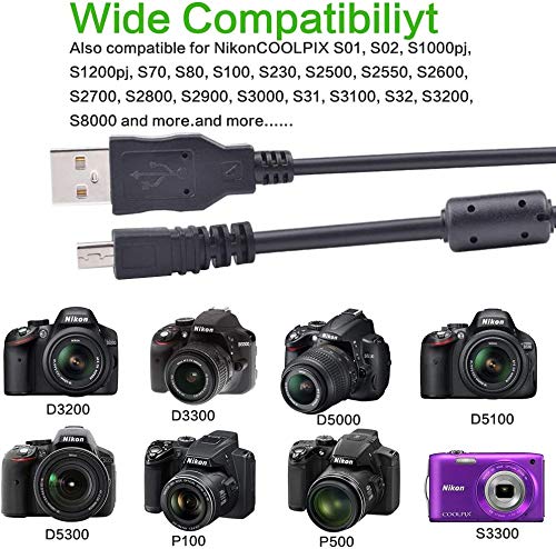 Alitutumao Replacement UC-E6 USB Cable Photo Transfer Cord Compatible with Nikon Digital Camera SLR DSLR D3300 D750 D7200 Coolpix L340 L32 A10 P520 P510 P500 S6000 S9200 S6300 S3300 S9100 and More
