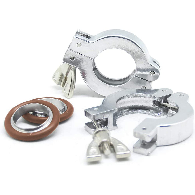 2 Sets KF-25 Aluminium Wing Nut Hinge Clamp + KF25 Aluminum Centering Ring with FKM viton O-ring