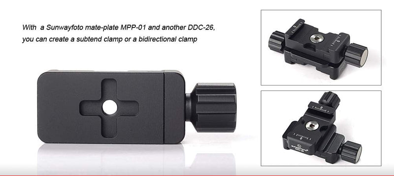 SUNWAYFOTO DDC-26 26mm Screw Knob Clamp Arca Compatible 1/4" Sunway