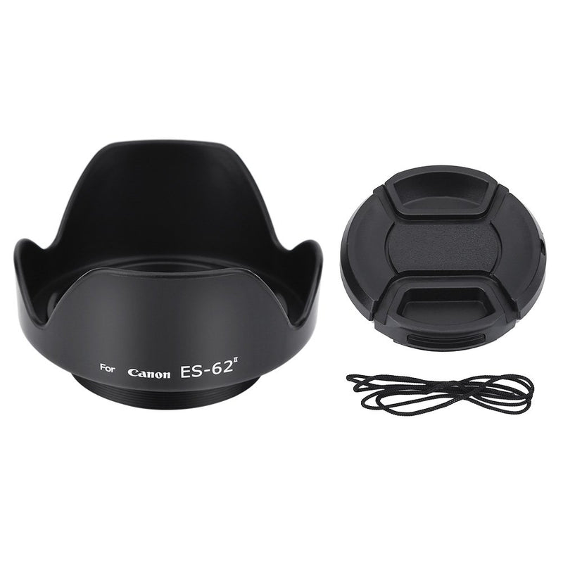 Acouto ES-62II Camera DSLR Lens Hood for Canon 50mm f/1.8 II with Lens Cap for Nikon 50mm 1.8D Lens, for Nikon 50mm 1.4D Lens