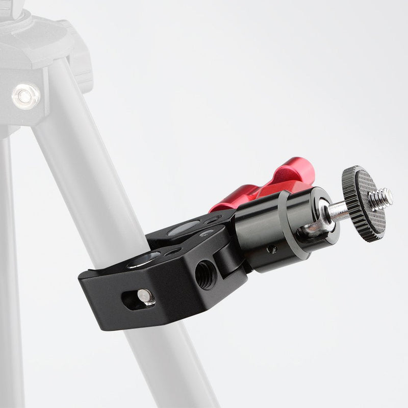 CAMVATE Super Clamp Articulated Mini Ball Head Mount with1/4-20 Screw for DSLR Camera DIY Accessories(Red) - 1669