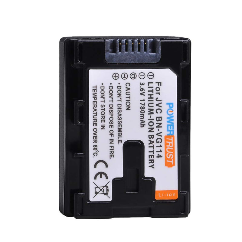 [AUSTRALIA] - PowerTrust 2-Pack BN-VG114 Battery + Fast Charger Kits for JVC BN-VG107 BN-VG107U BN-VG108U BN-VG108E BN-VG114U BN-VG121U BN-VG138U BN-VG138 Camcorder Batteries 