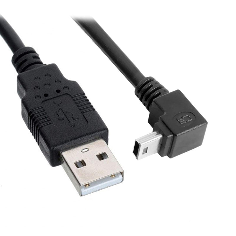 CY Down Angled 90 Degree Mini USB 2.0 B Type 5Pin Male to USB Male Data Cable 0.5m Black Down 0.5m